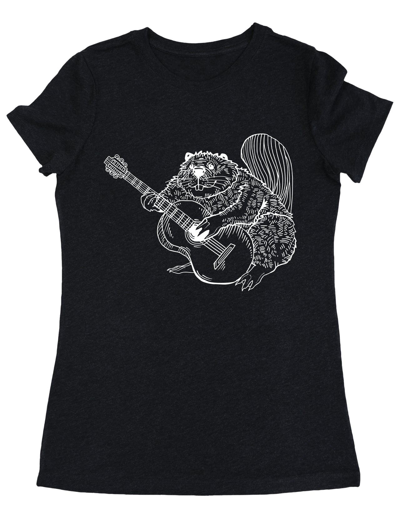 SEEMBO Beaver Tocando Guitarra Divertido Guitarrista Músico Mujer Camiseta de tejido mixto 