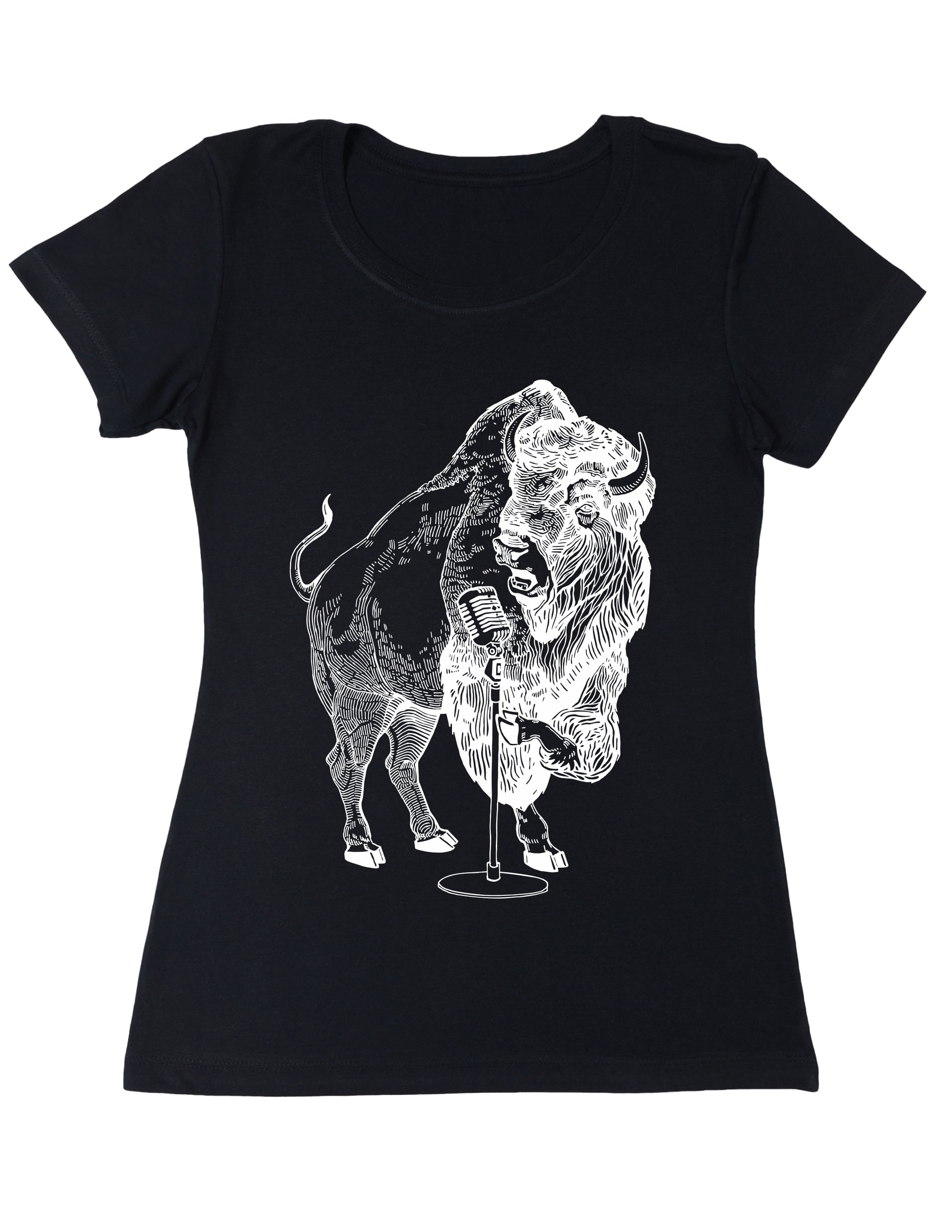 seembo-bison-karaoke-singer-sing-women-poly-cotton-black-color-t-shirt