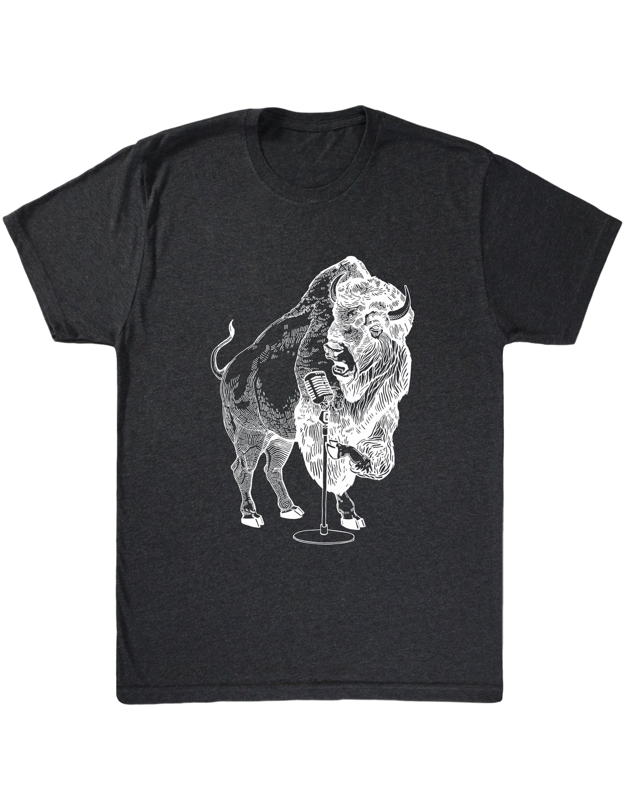 Bison Singing Karaoke Funny Buffalo Vocalist Rock Musician Men Tri-Blend T-Shirt