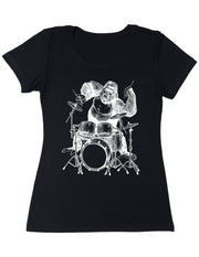 Seembo-Gorilla-drummer-Playing-Drums-musician-music-band-Women-T-Shirt-black-color