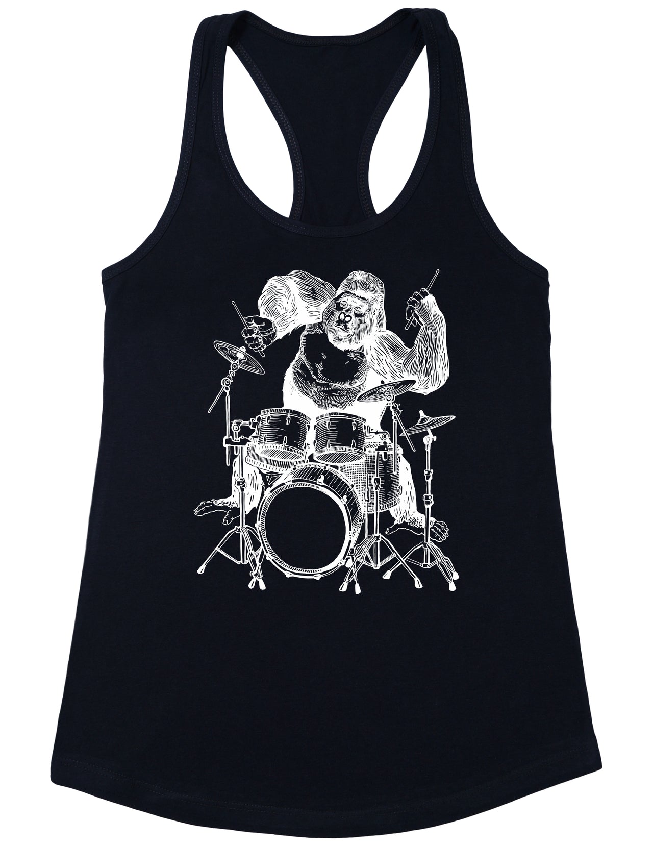 SEEMBO Gorilla Playing Drums Funny Drummer Drumming Mujeres Polialgodón Tank Top 