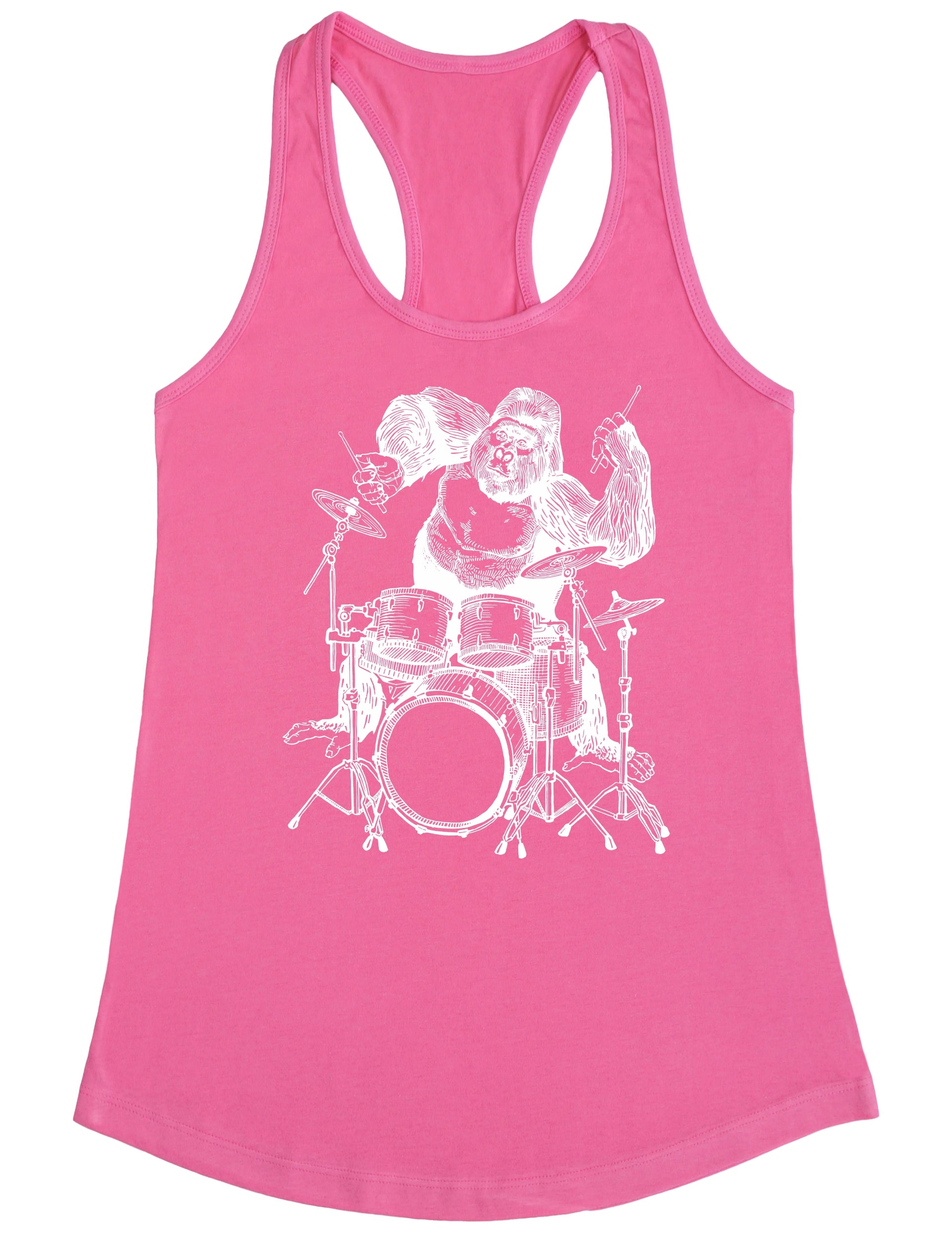 seembo-gorilla-playing-drums-drummer-funny-musician-music-band-women-pink-tank-top