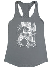 seembo-gorilla-playing-drums-drummer-funny-musician-music-band-women-gray-tank-top