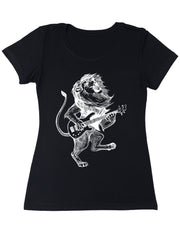 Seembo-Lion-Playing-Guitar-guitarist-musician-music-band-Women-T-Shirt-black