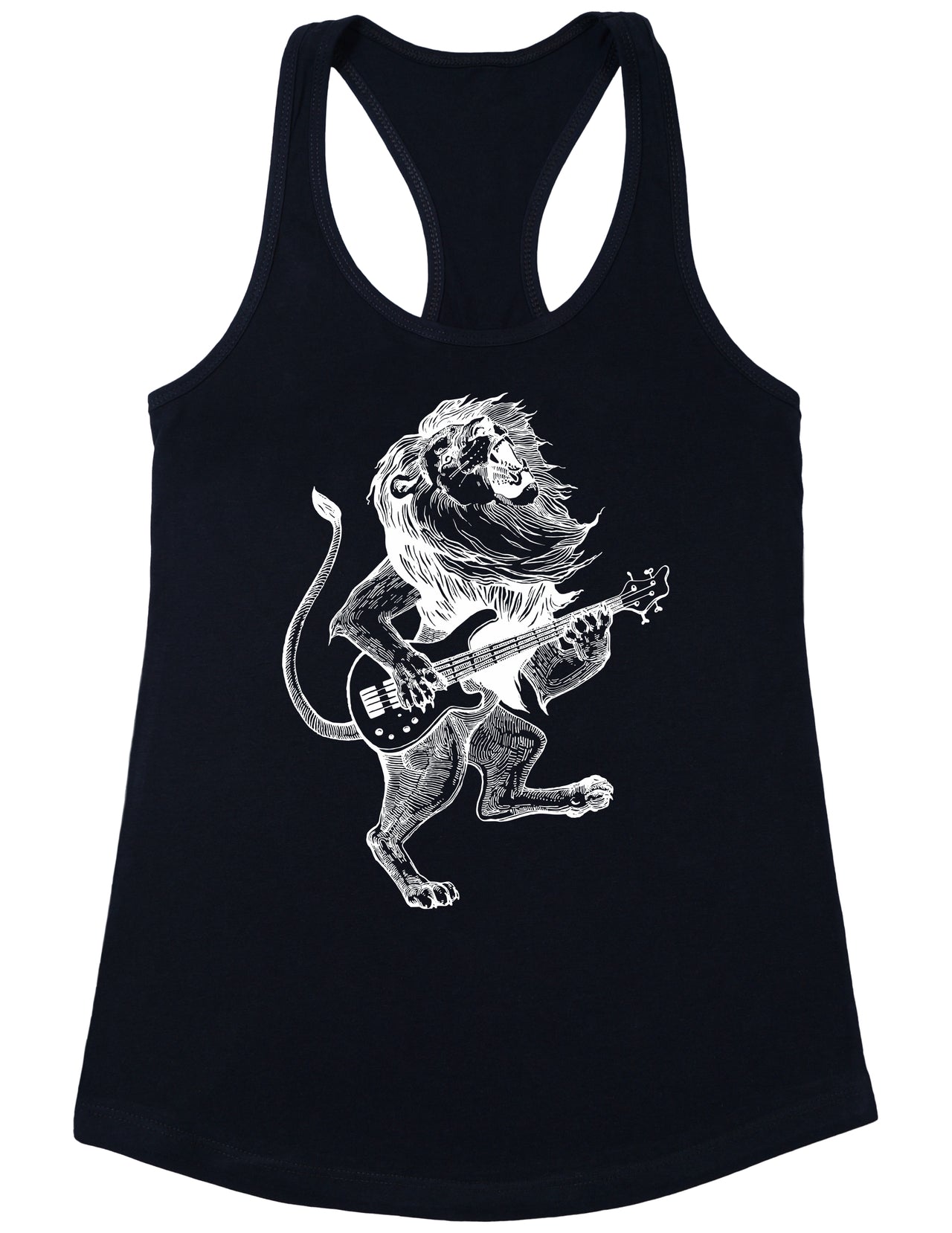 SEEMBO Lion Playing Guitar Funny Guitarist Musician Band Women Poly-Cotton Tank Top