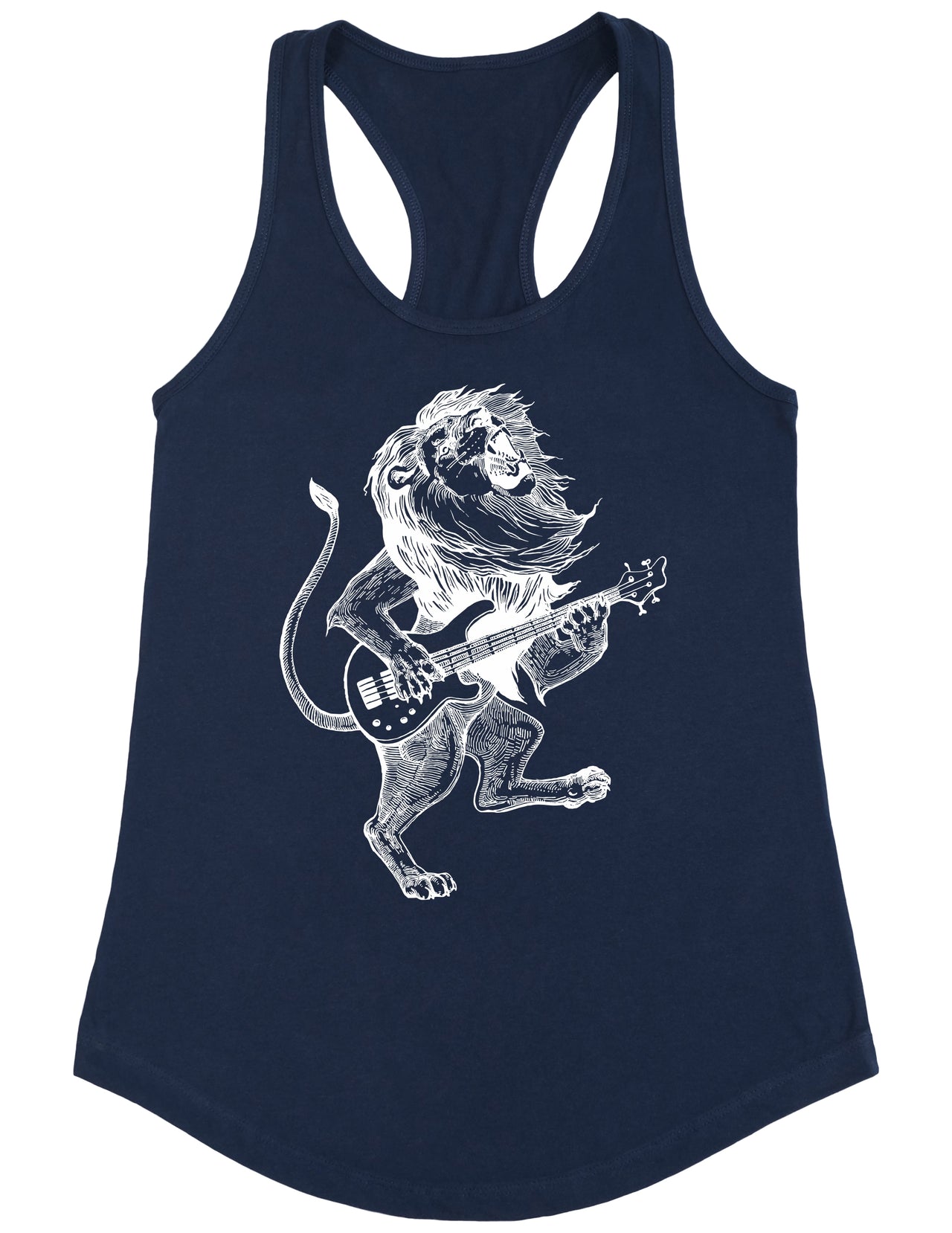 SEEMBO Lion Playing Guitar Funny Guitarist Musician Band Women Poly-Cotton Tank Top