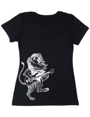 Seembo-Lion-Playing-Guitar-guitarist-musician-music-band-Women-black-T-Shirt-side-print