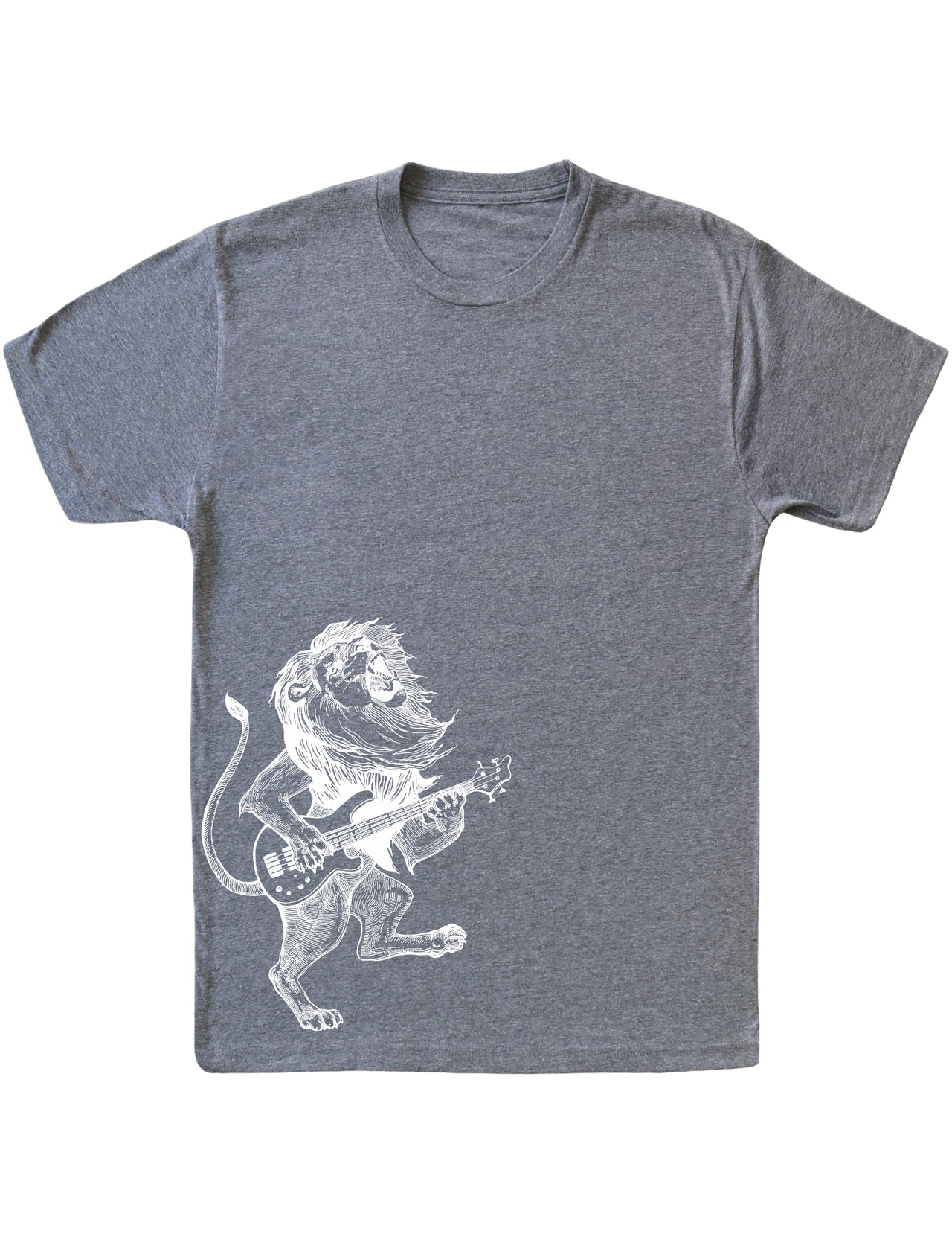 SEEMBO Lion Playing Guitar Funny Guitarist Musician Band Men Tri-Blend T-Shirt Side Print
