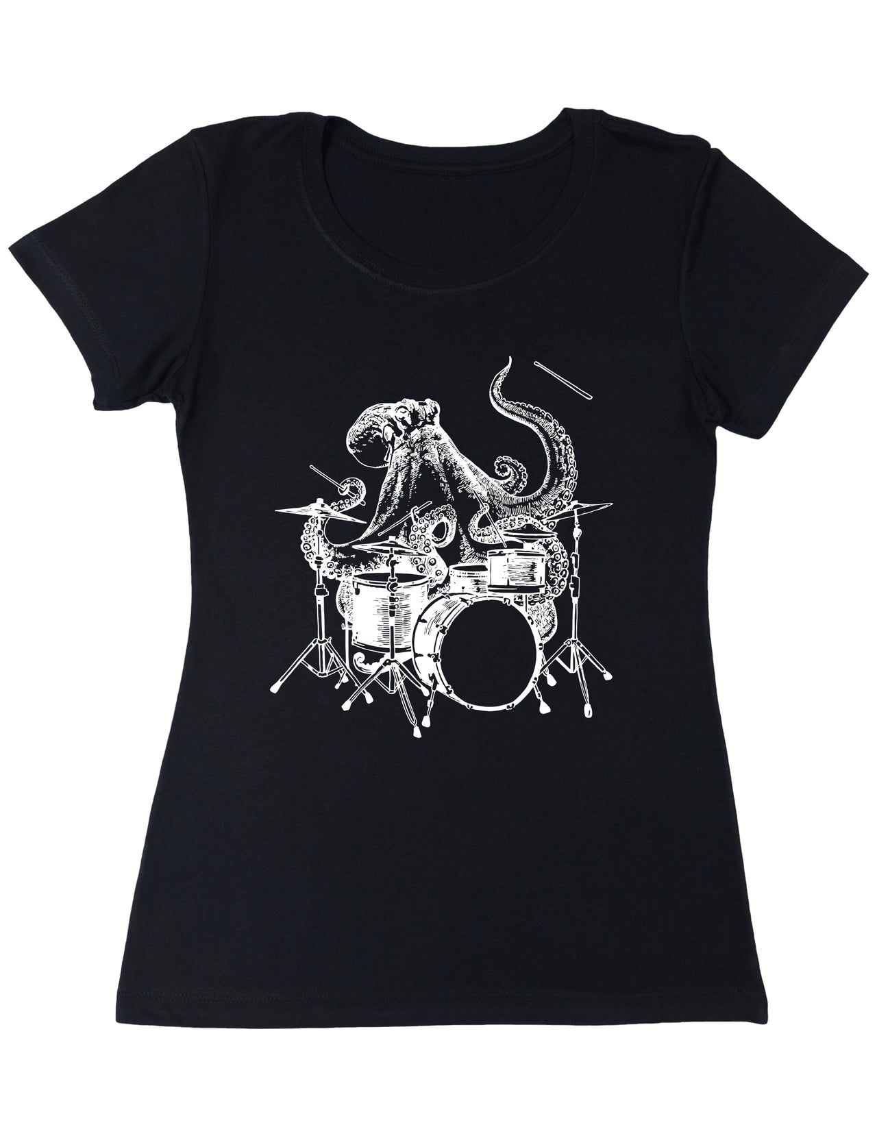 SEEMBO Octopus Playing Drums Funny Drummer Músico Banda de Música Mujer Camiseta de polialgodón