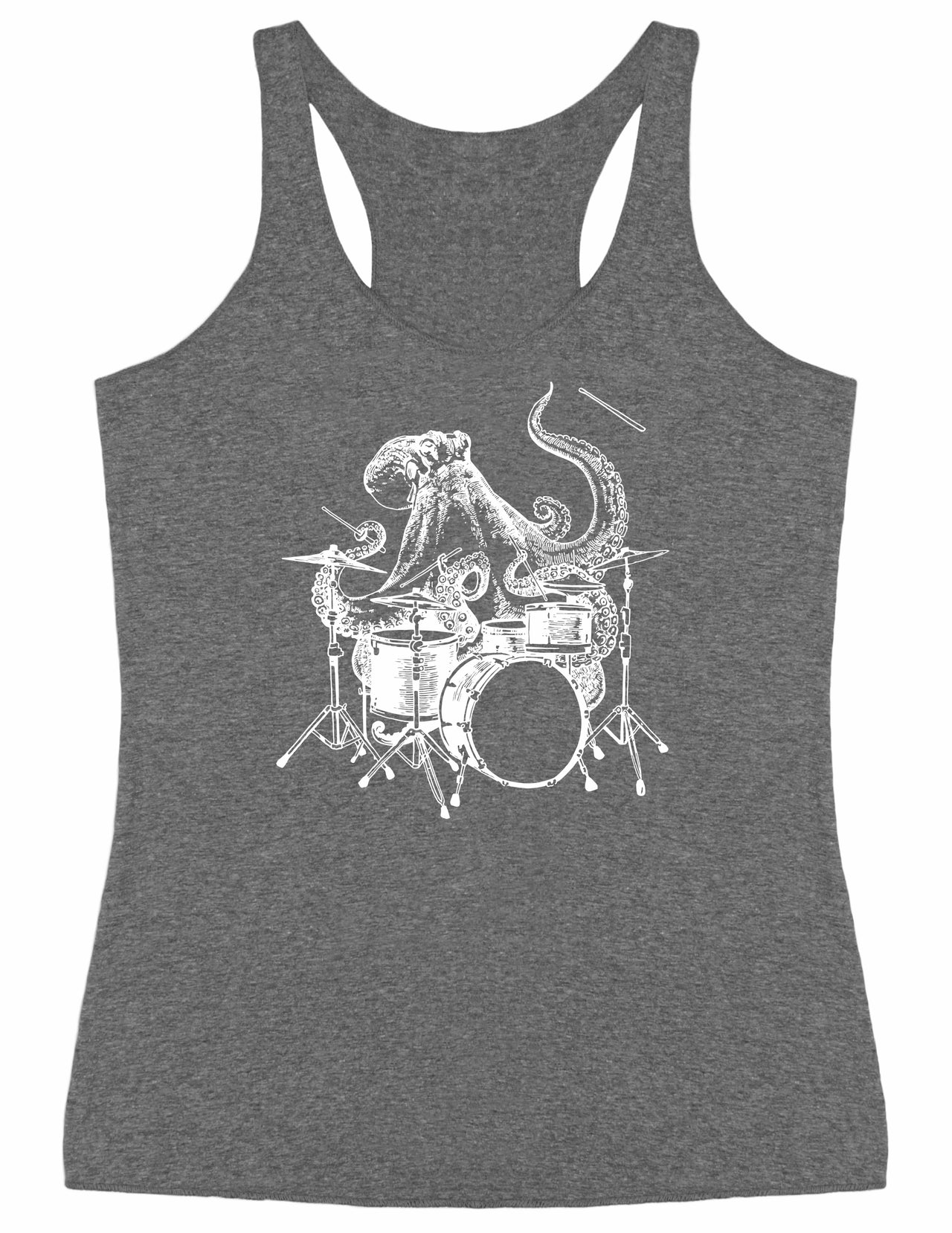 SEEMBO Octopus Playing Drums Funny Drummer Musician Music Band Women Tri-Blend Tank Top