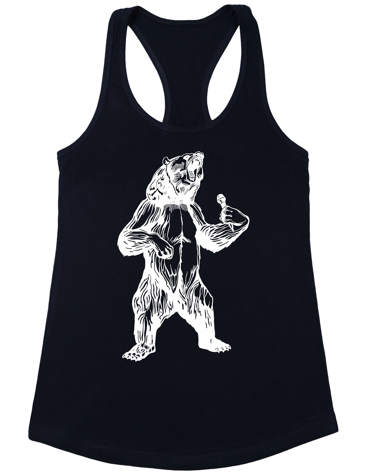 bear-trying-to-sing-karaoke-seembo-women-poly-cotton-tank-top-black-color