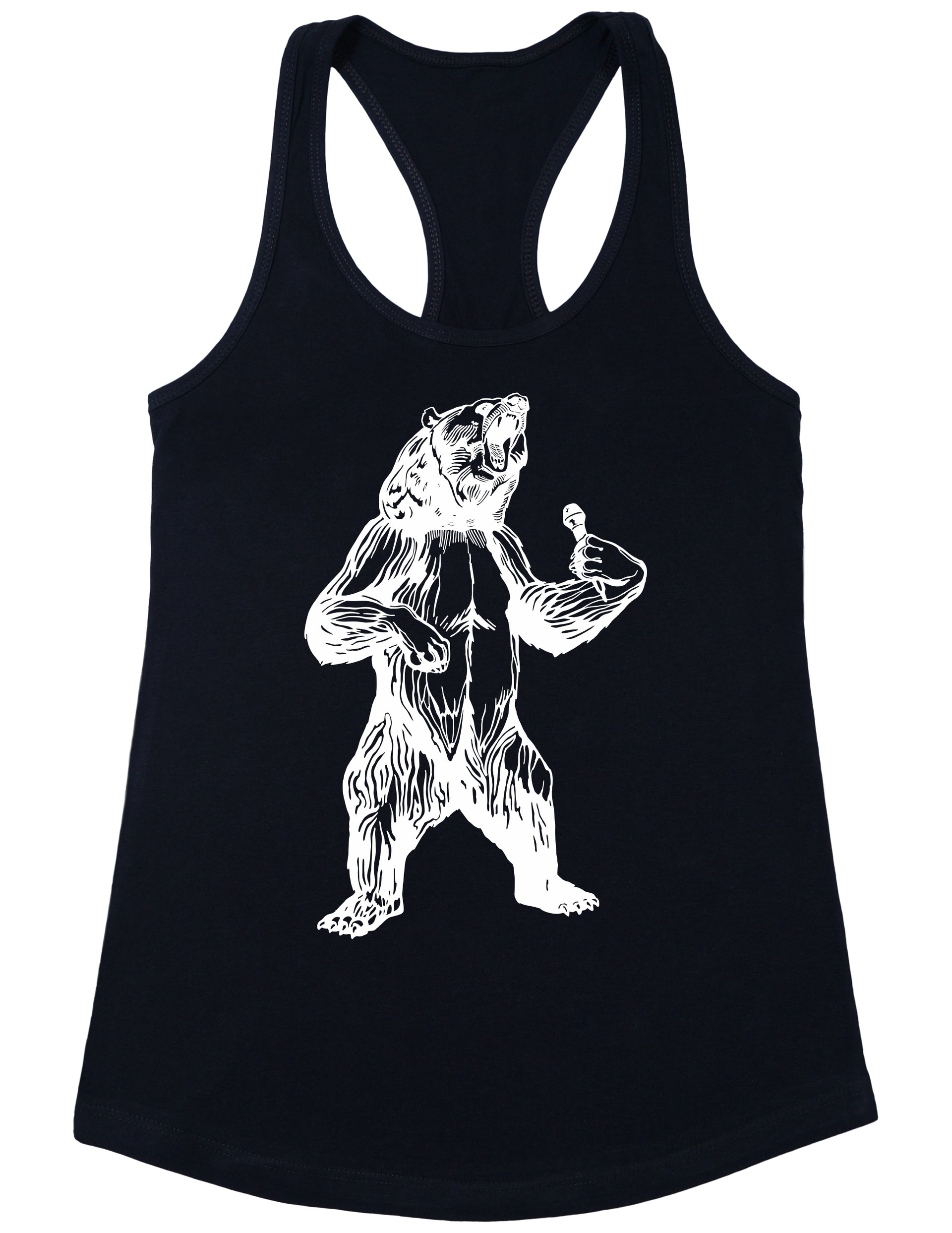 bear-trying-to-sing-karaoke-seembo-women-poly-cotton-tank-top-black-color