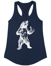 seembo-bear-trying-to-sing-karaoke-women-poly-cotton-tank-top-navy-color