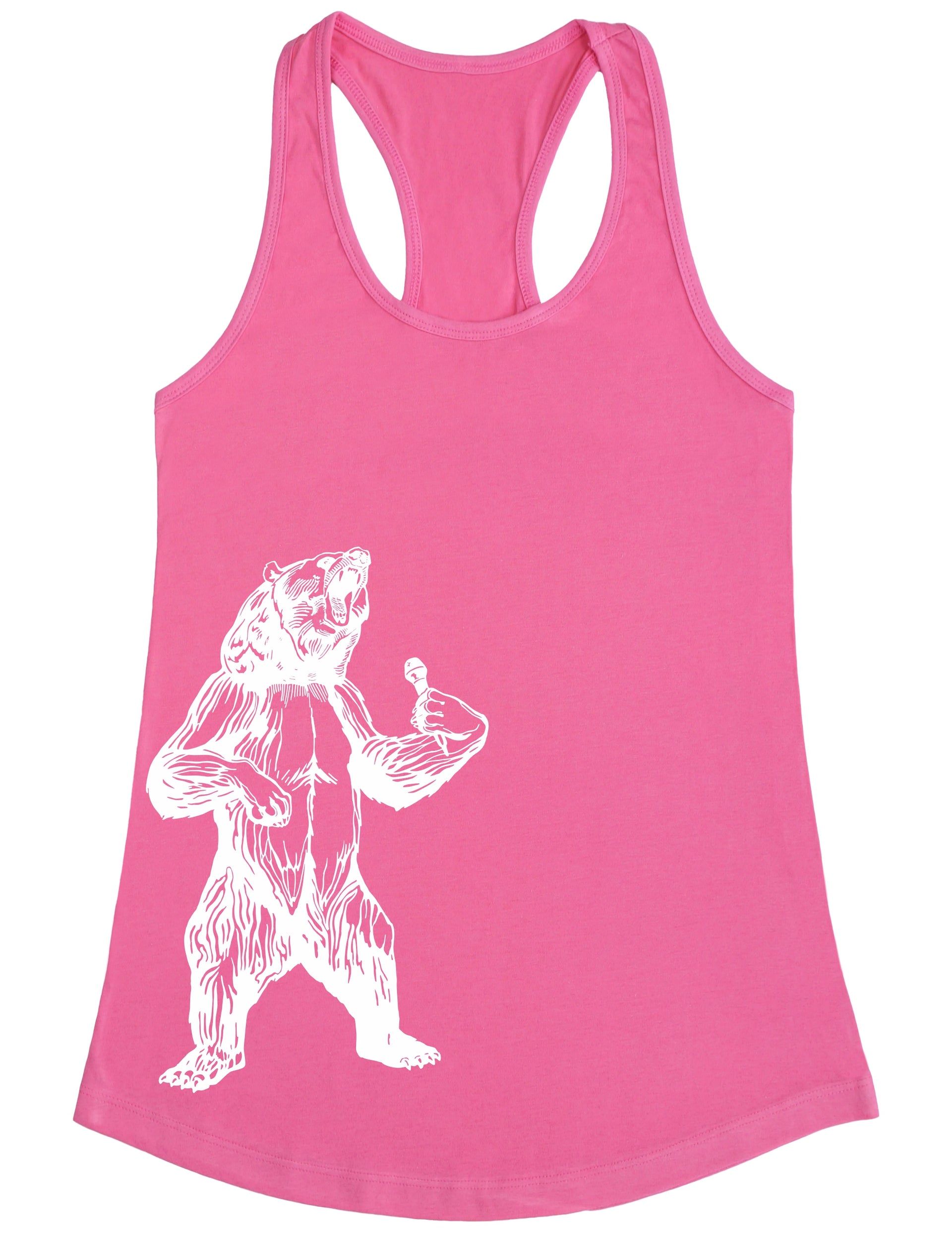 bear-trying-to-sing-karaoke-seembo-women-poly-cotton-tank-top-pink-color-side-print