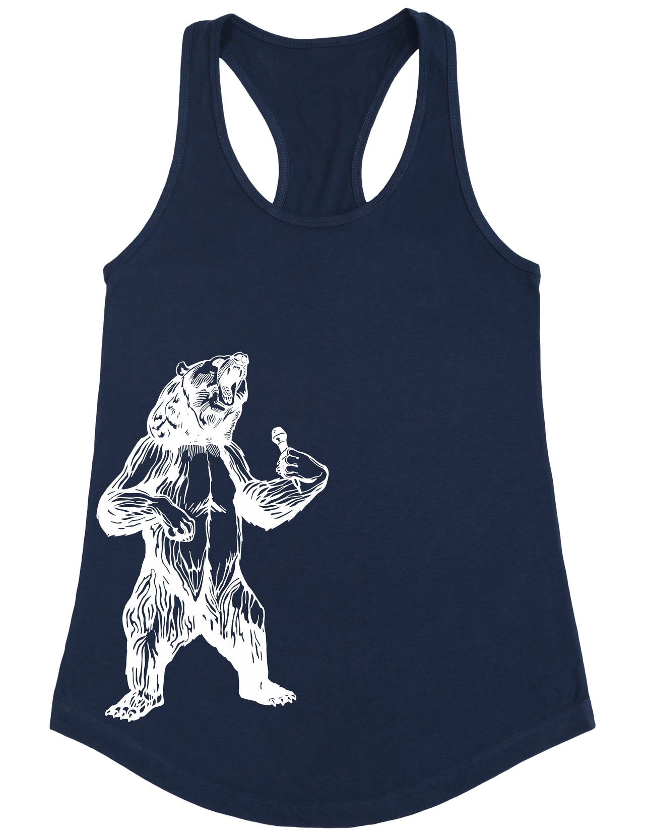 bear-trying-to-sing-karaoke-seembo-women-poly-cotton-tank-top-navy-color-side-print