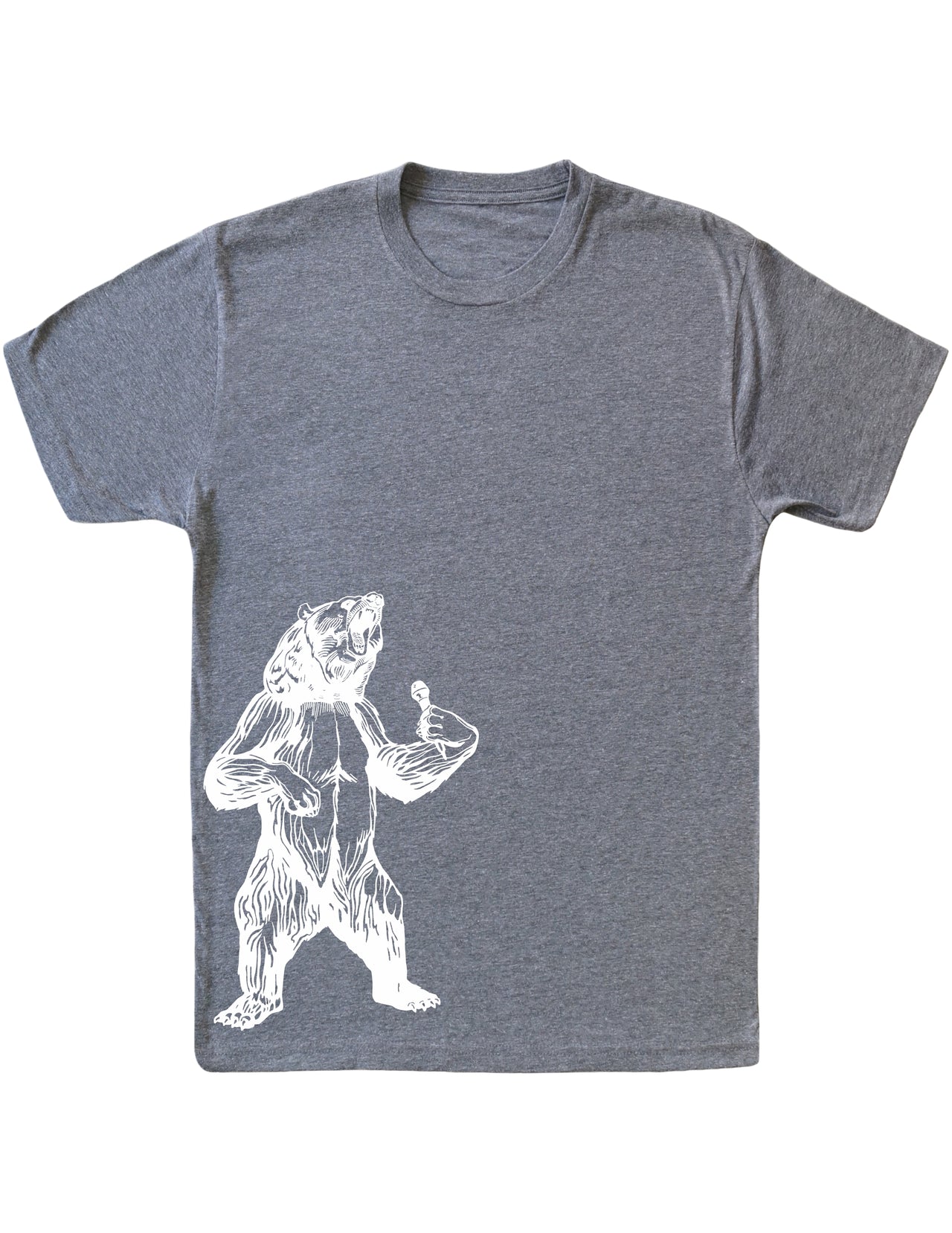 bear trying to sing karaoke seembo men tri blend shirt vintage grey color side print