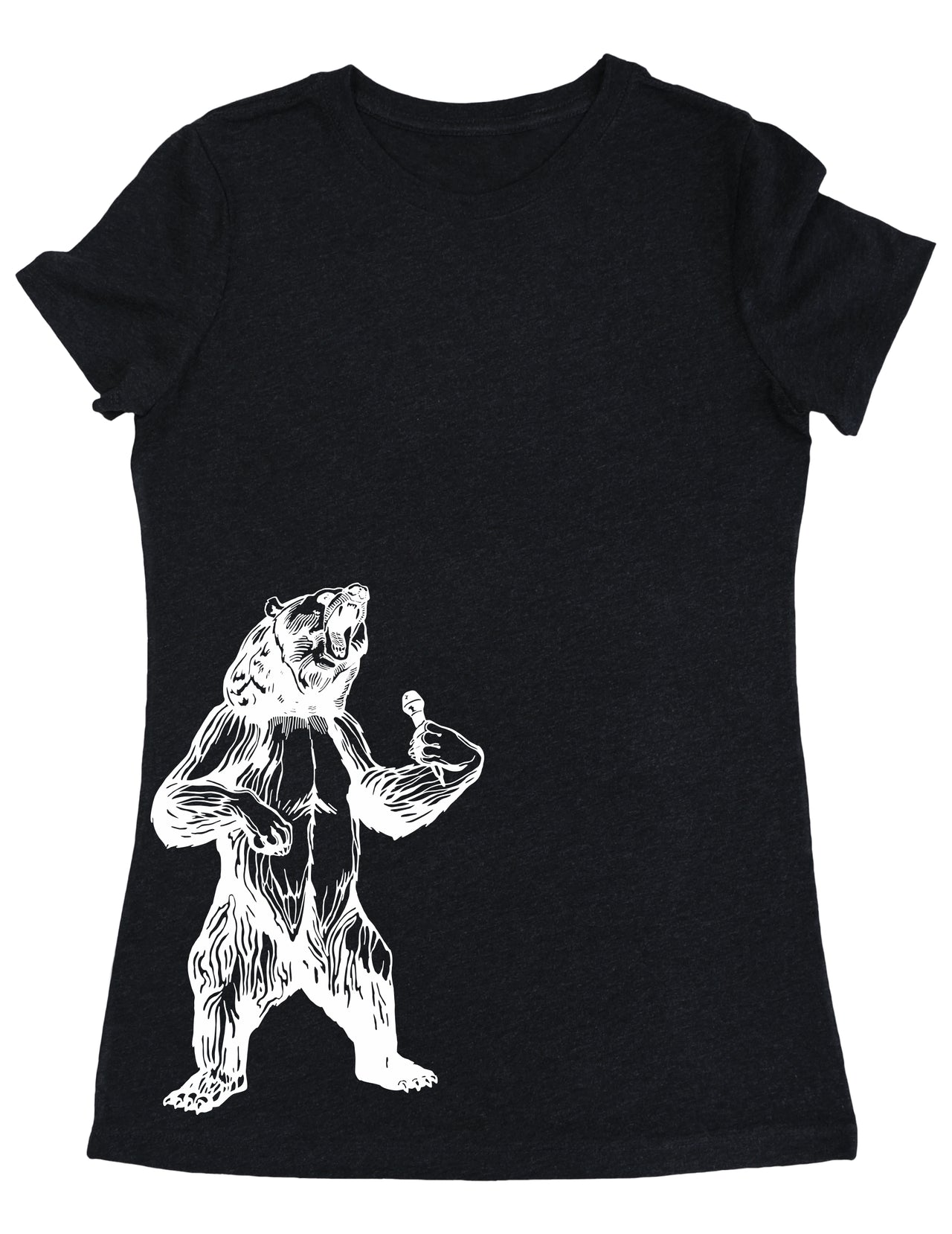 seembo-bear-trying-to-sing-karaoke-women-tri-blend-t-shirt-vintage-black-color-side-print