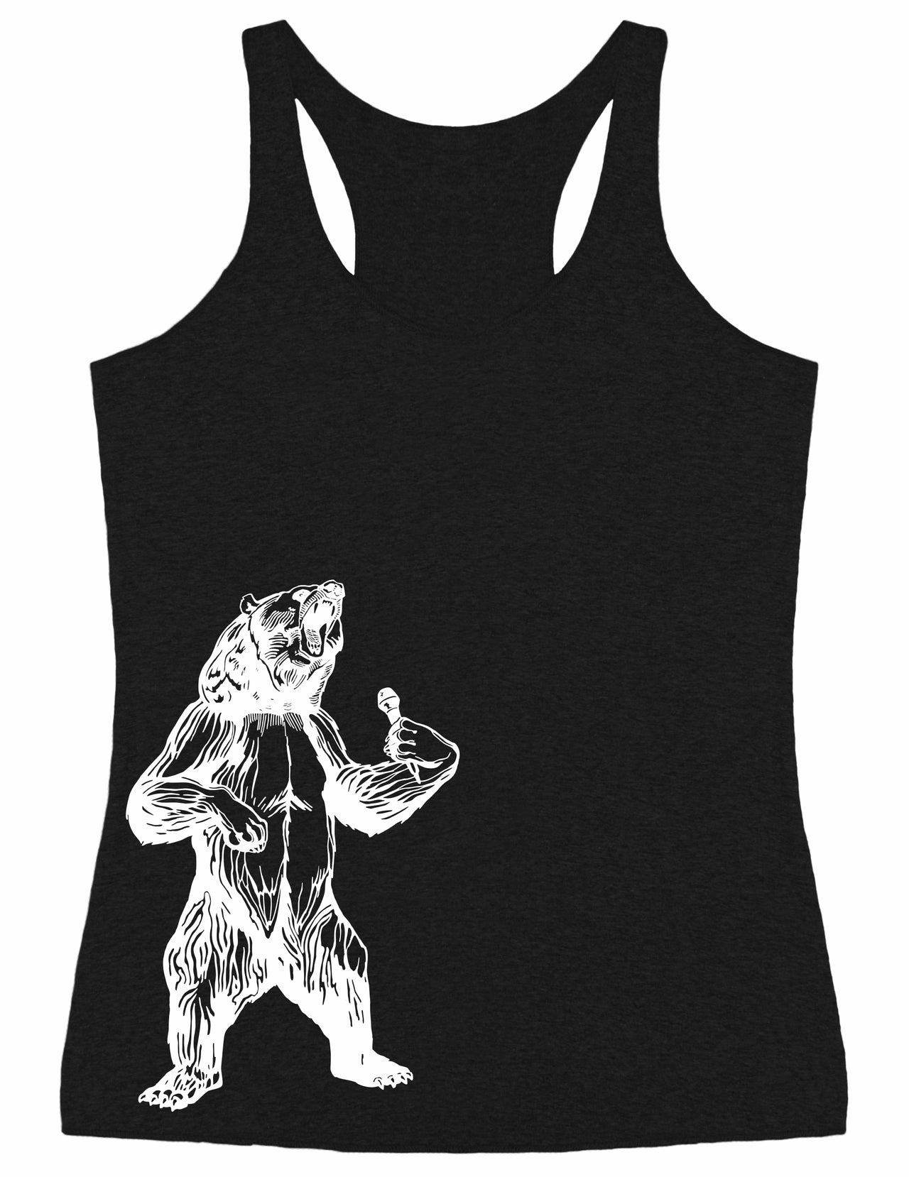 seembo-bear-trying-to-sing-karaoke-vocalist-sing-musician-music-band-women-tri-blend-tank-top-vintage-black-color-side print