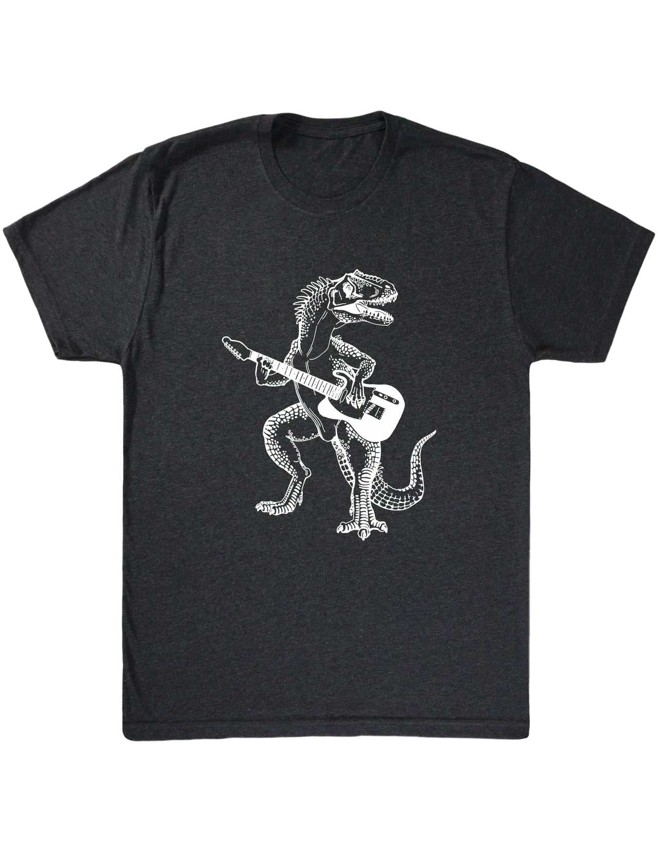 seembo-vintage-black-t-shirt-with-dinosaur-playing-guitar-guitarist-art-on-it