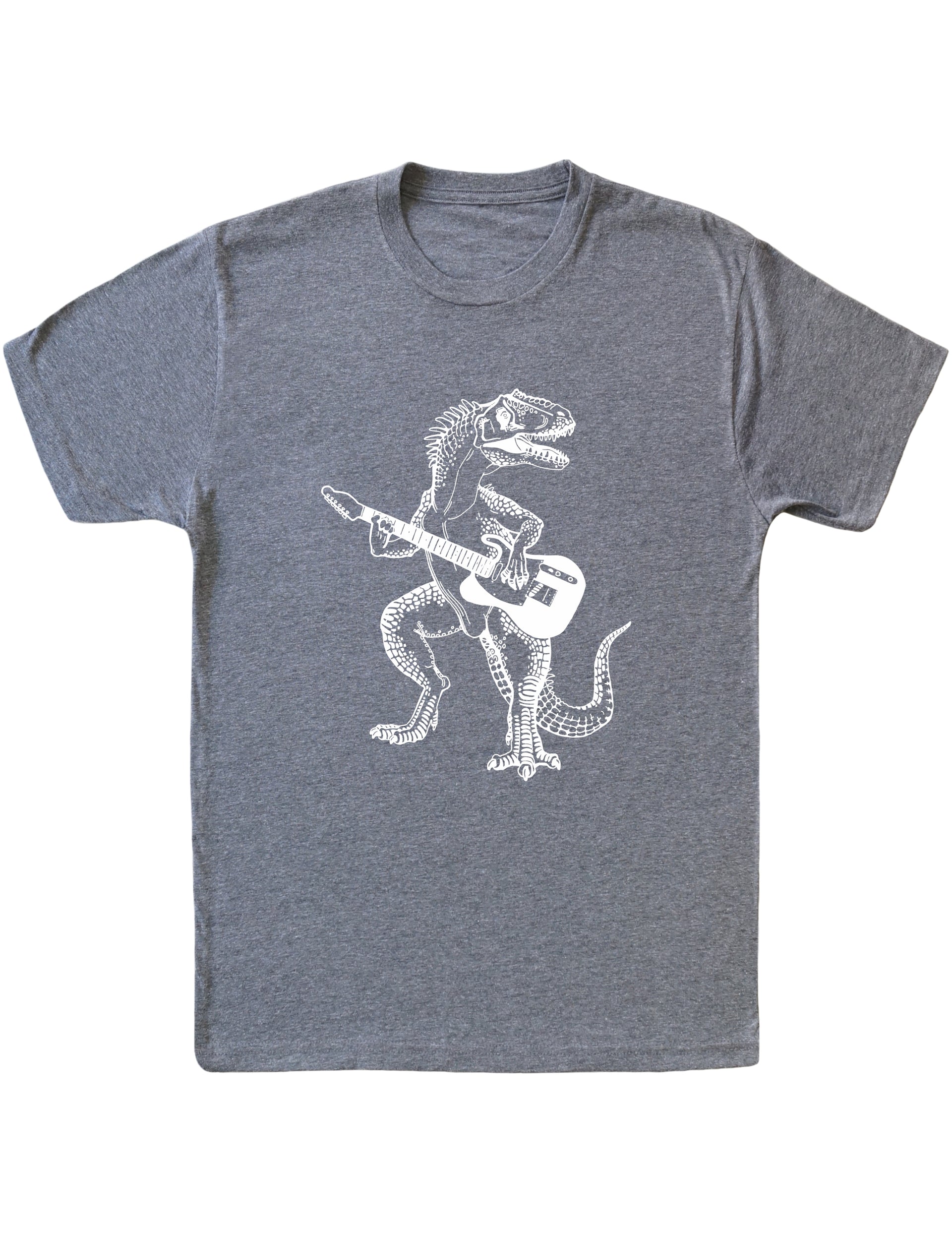 seembo-vintage-grey-t-shirt-with-dinosaur-playing-guitar-guitarist-art-on-it