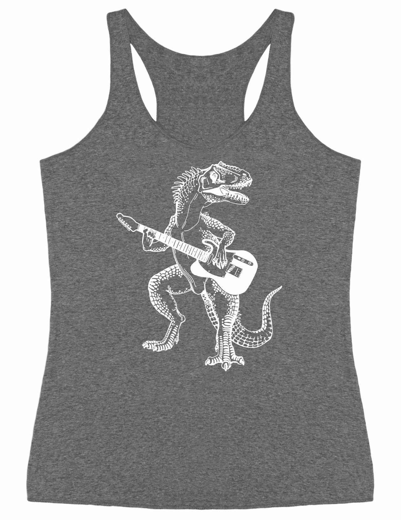 SEEMBO Dinosaur Playing Guitar Funny Guitarist Misician Women Tri-Blend Tank Top