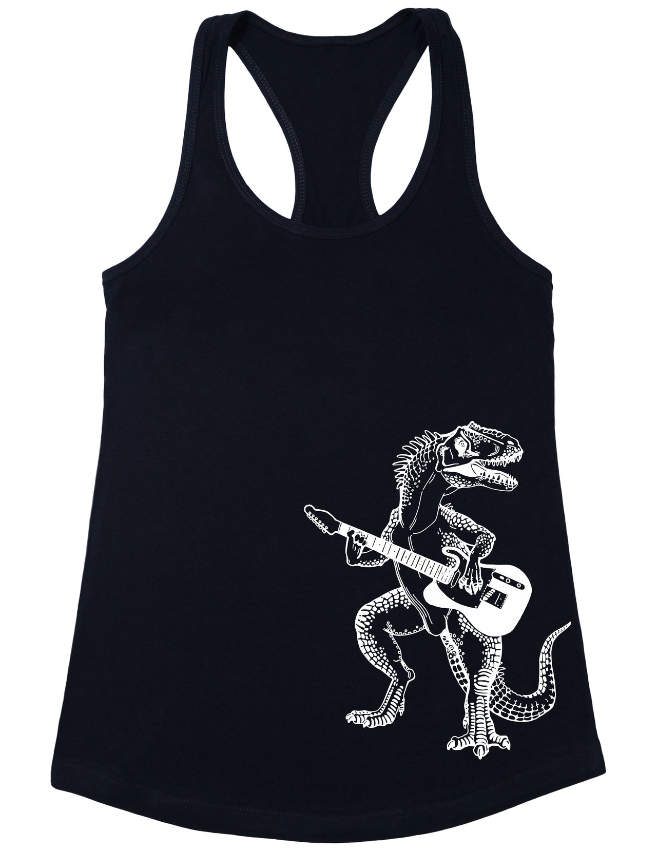 SEEMBO Dinosaur Playing Guitar Funny Guitarist Misician Women Poly-Cotton Tank Top Side Print