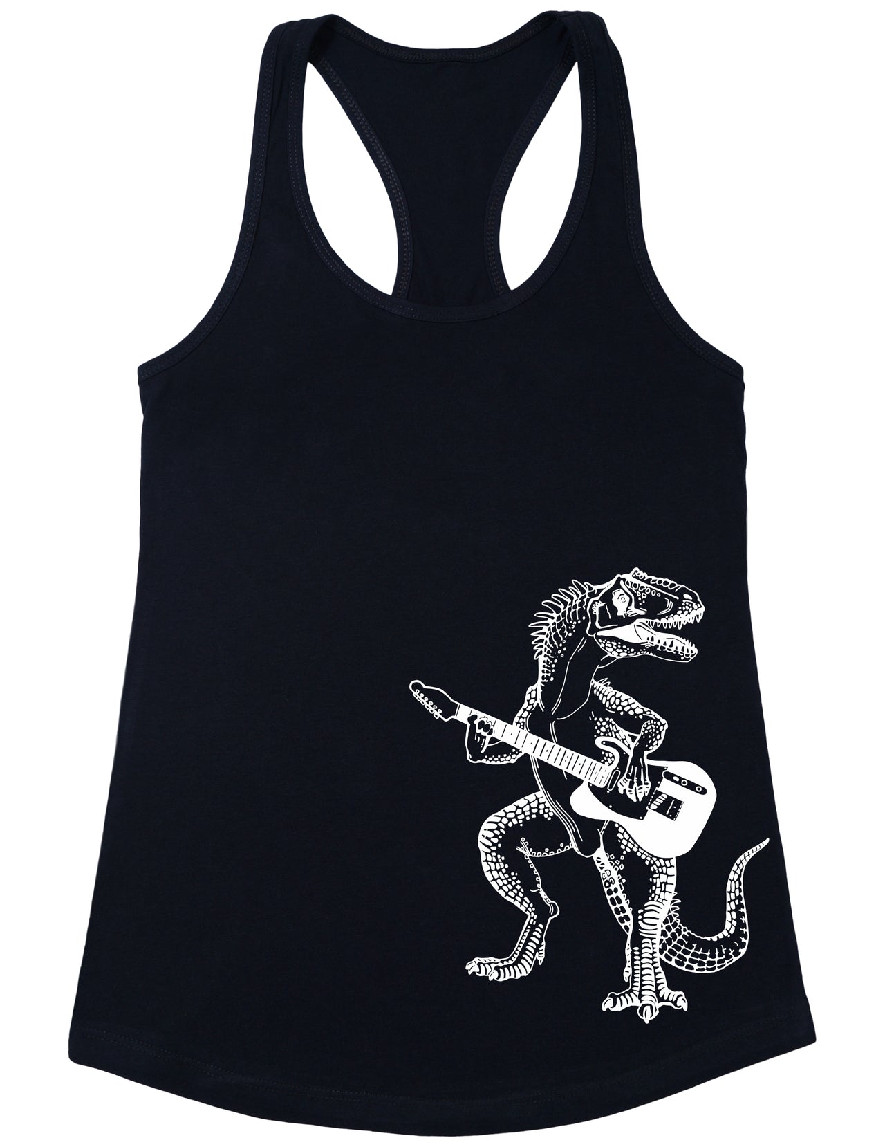 SEEMBO Dinosaurio Tocando Guitarra Divertido Guitarrista Misician Mujeres Polialgodón Tank Top Impresión Lateral 