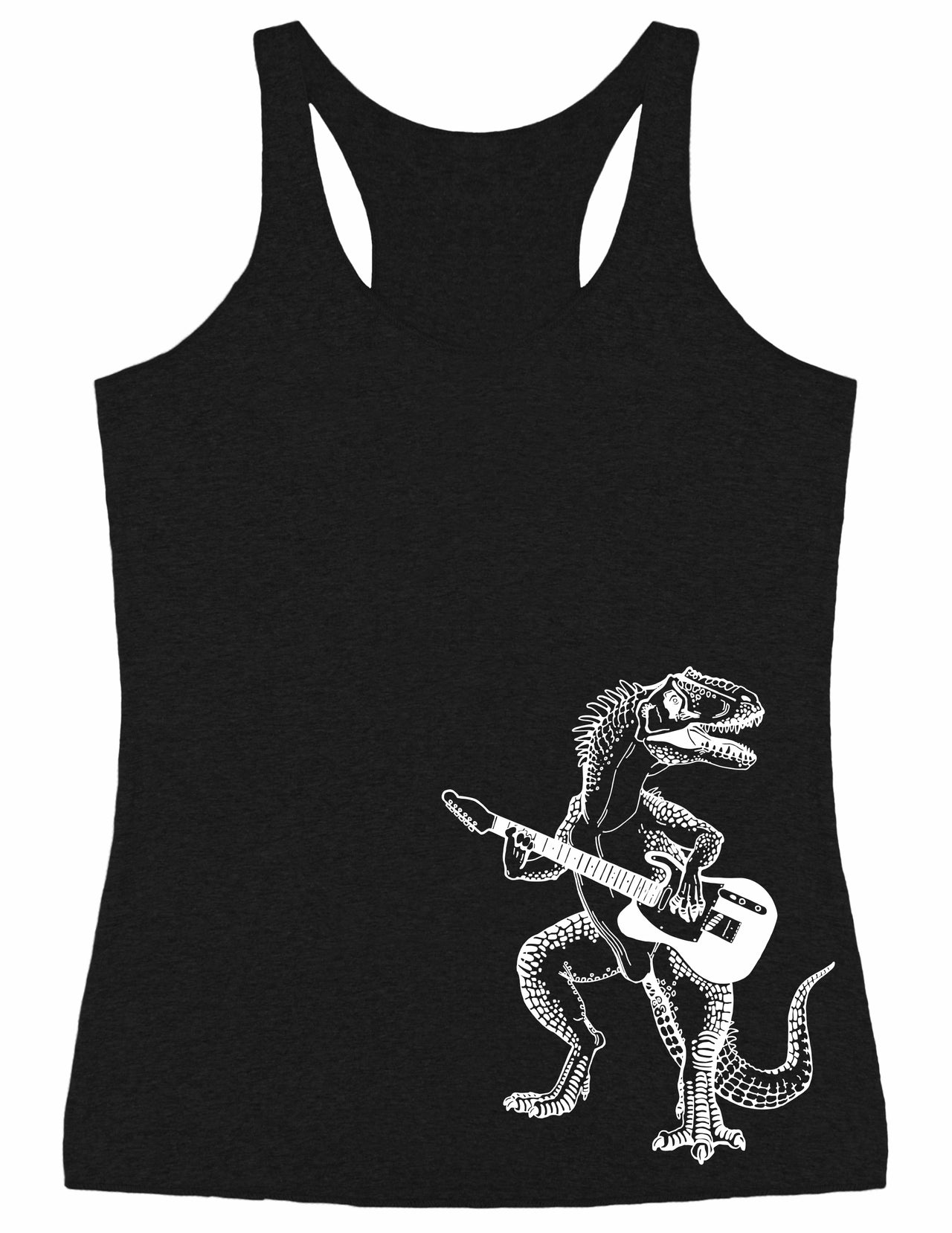 SEEMBO Dinosaur Playing Guitar Funny Guitarist Misician Women Tri-Blend Tank Top Side Print