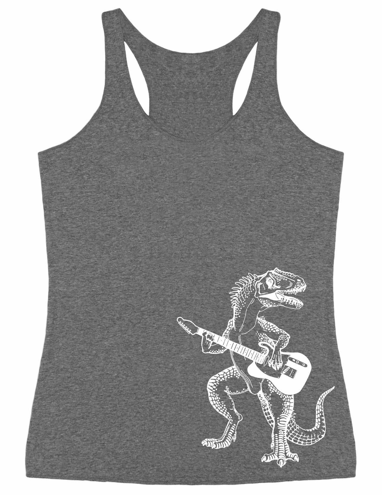 SEEMBO Dinosaur Playing Guitar Funny Guitarist Misician Women Tri-Blend Tank Top Side Print