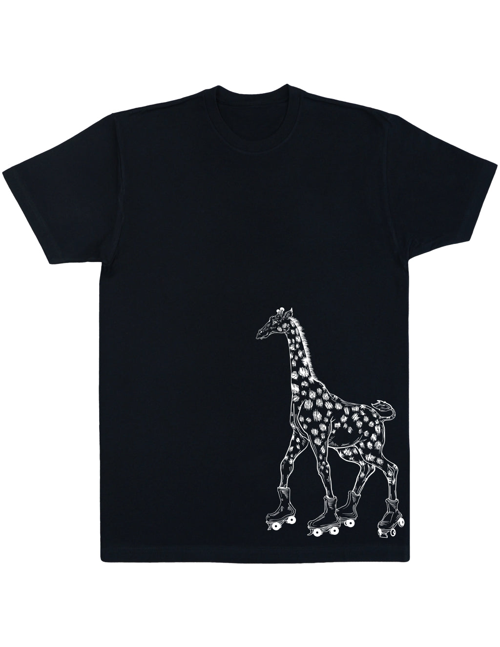SEEMBO Giraffe Skater Skating Roller Skates Men's Cotton T-Shirt Side Print