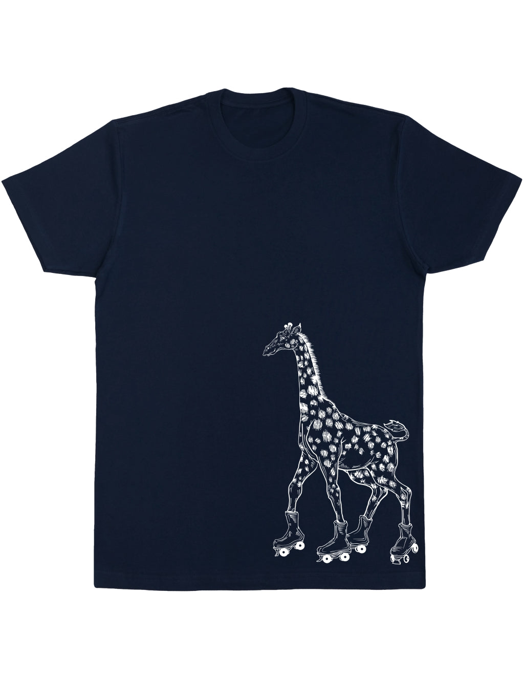 SEEMBO Giraffe Skater Skating Roller Skates Men's Cotton T-Shirt Side Print