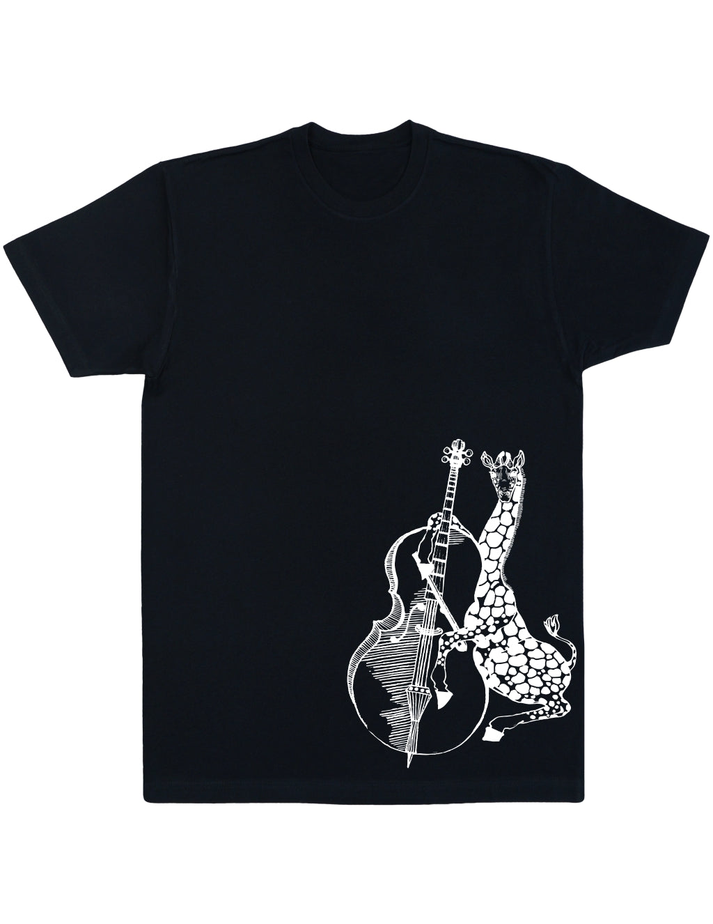 SEEMBO Giraffe Playing Cello Funny Cellist Musician Men Cotton T-Shirt Side Print