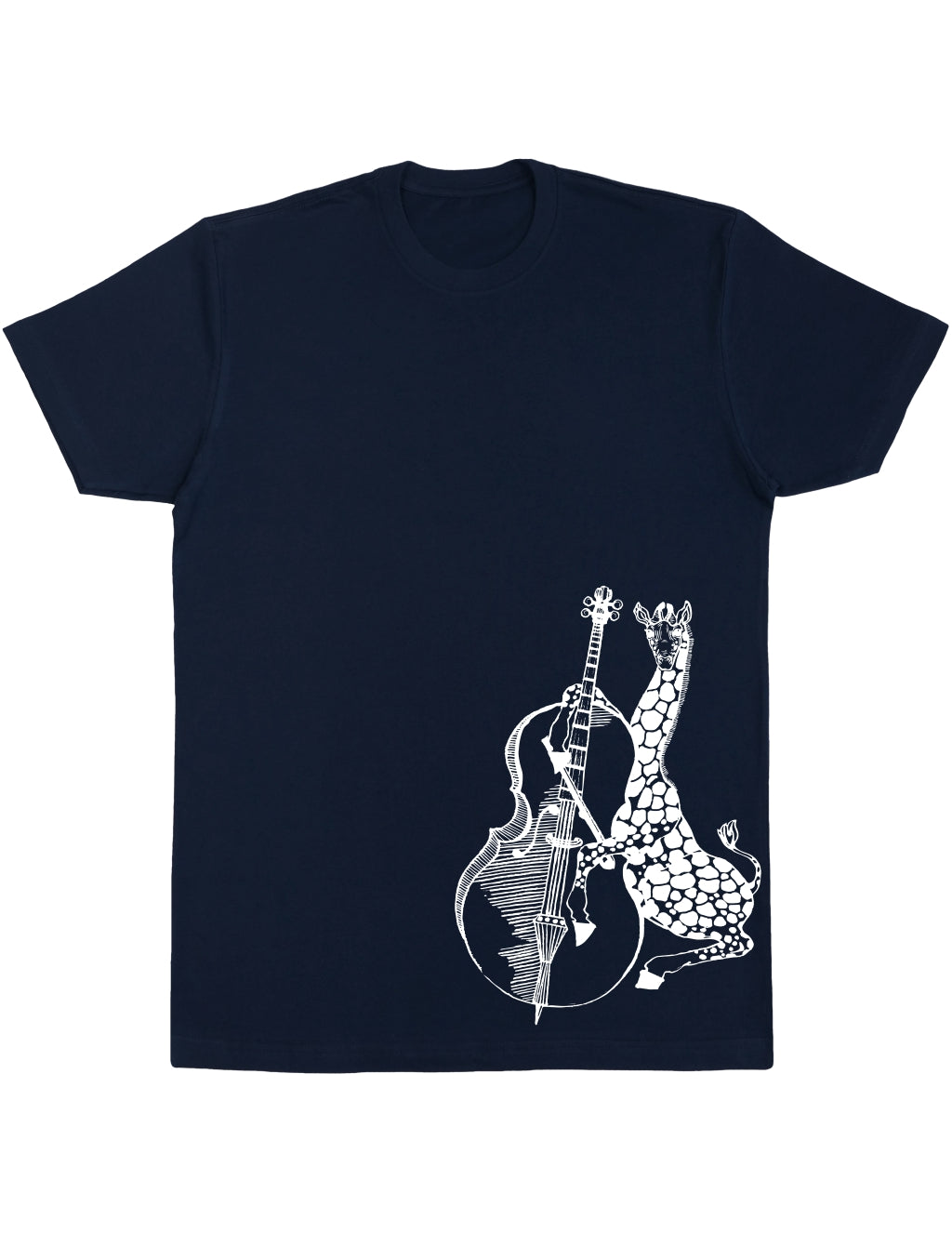 SEEMBO Giraffe Playing Cello Funny Cellist Musician Men Cotton T-Shirt Side Print