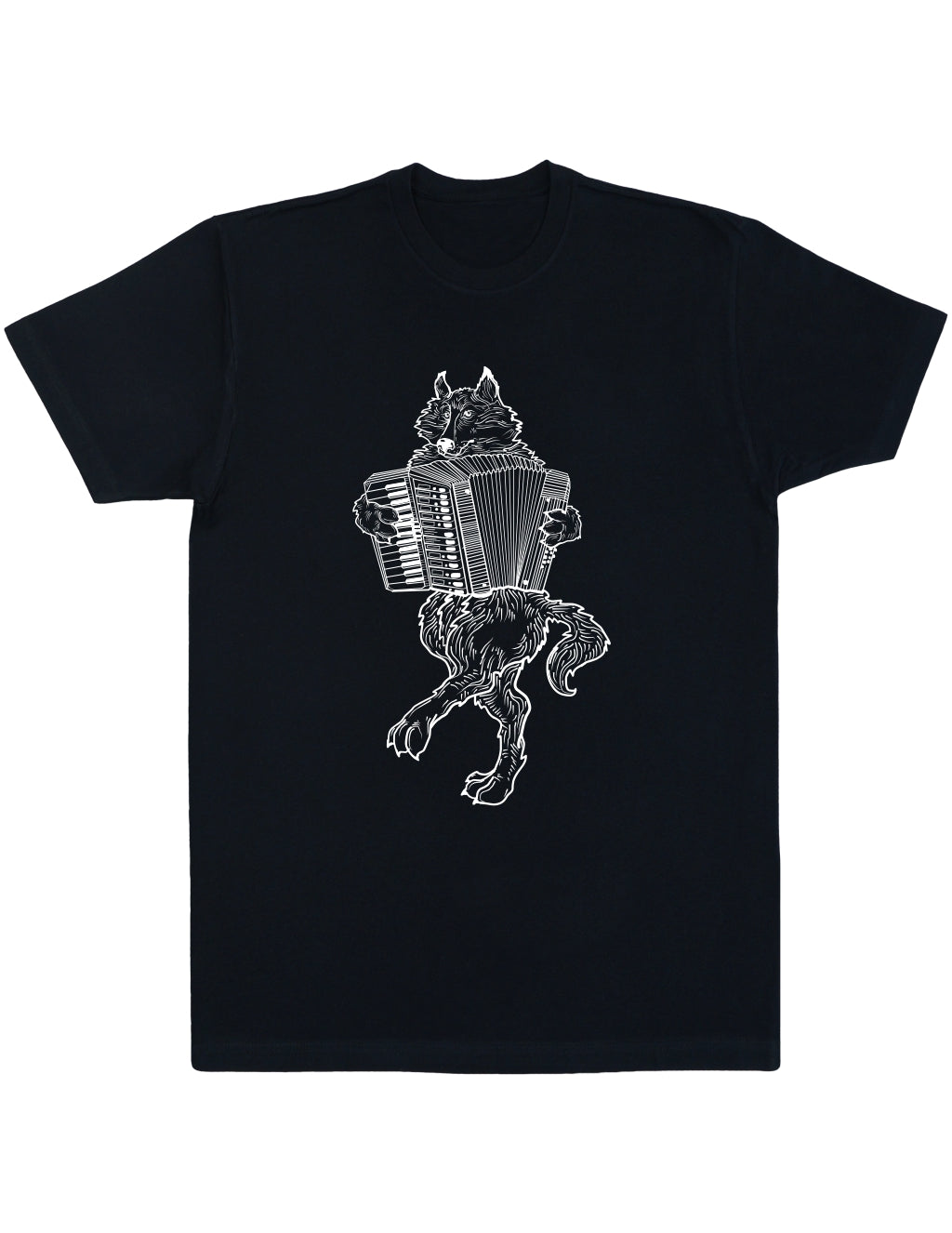 SEEMBO Wolf Playing Accordion Men's Cotton T-Shirt