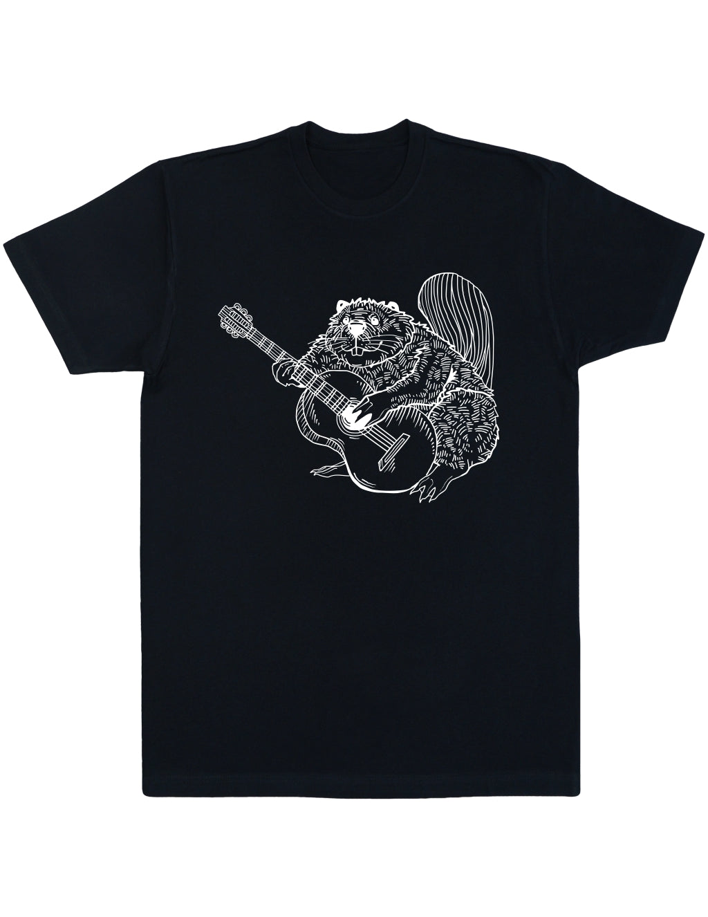 SEEMBO Beaver Playing Guitar Funny Guitarist Musician Men Cotton T-Shirt