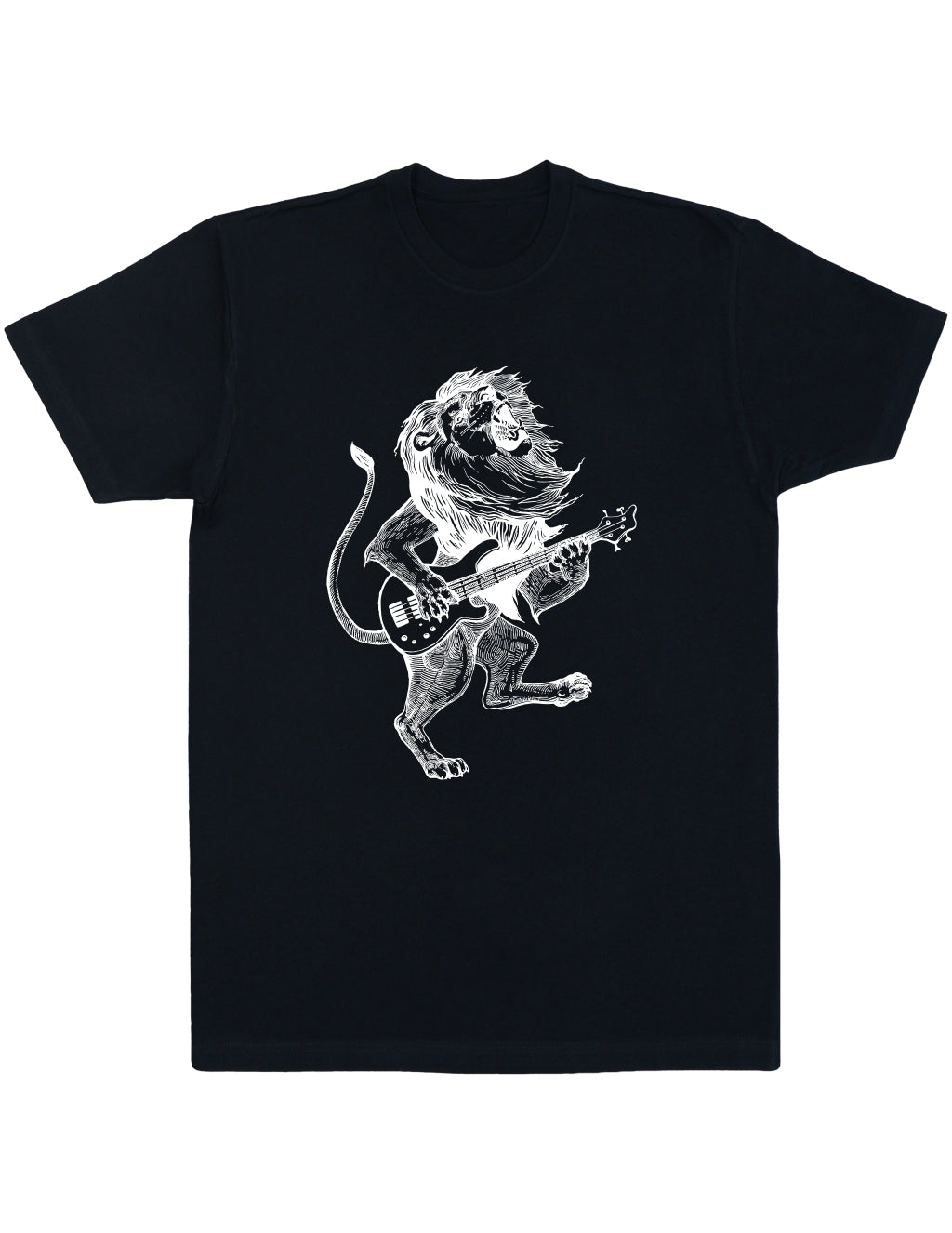 SEEMBO Lion Playing Guitar Men's Cotton T-Shirt