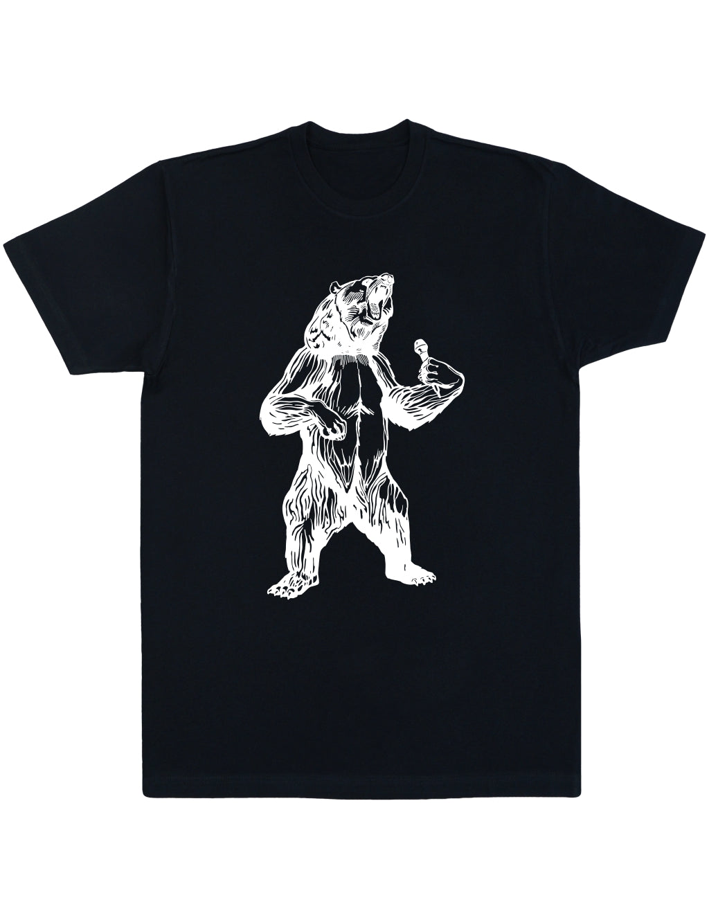 bear trying to sing karaoke men cotton shirt seembo black color
