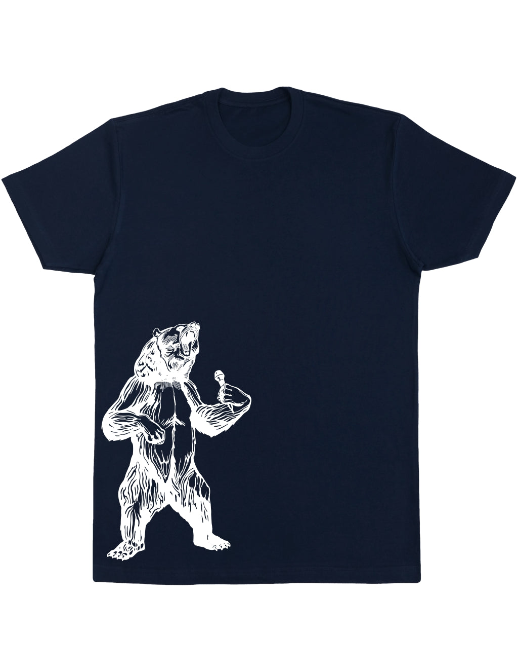 bear trying to sing karaoke seembo men cotton shirt navy color side print