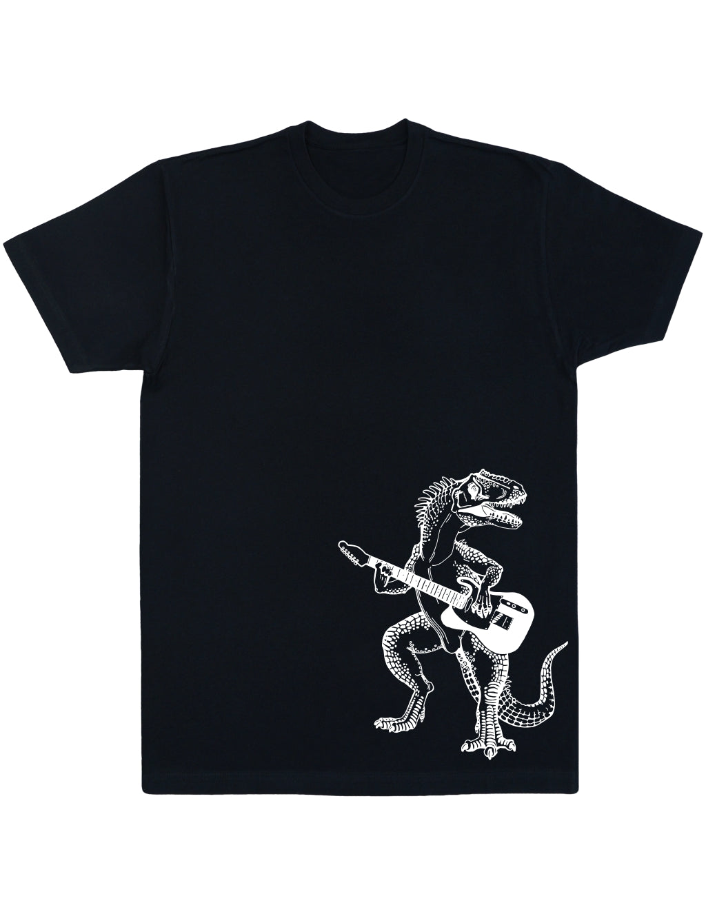 SEEMBO Dinosaurio Tocando Guitarra Divertido Guitarrista Misician Hombres Camiseta De Algodón Impresión Lateral