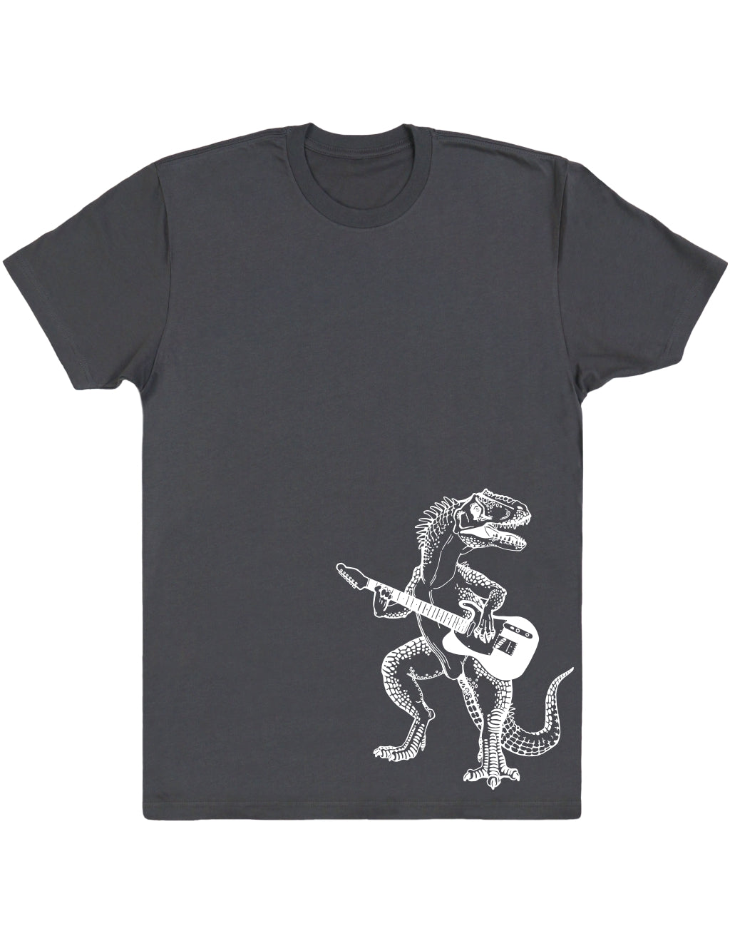 SEEMBO Dinosaurio Tocando Guitarra Divertido Guitarrista Misician Hombres Camiseta De Algodón Impresión Lateral