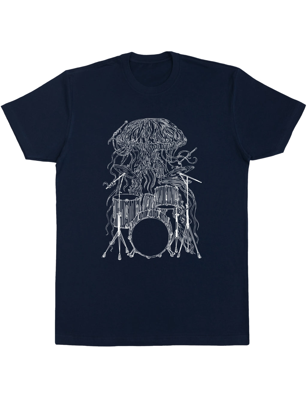 Jellyfish Playing Drums Funny Beach Drummer Rock Musician Men Cotton T